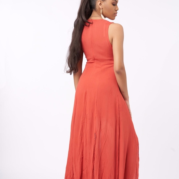 Rust Orange Cut Out Sun Dress - Picture 2 of 3